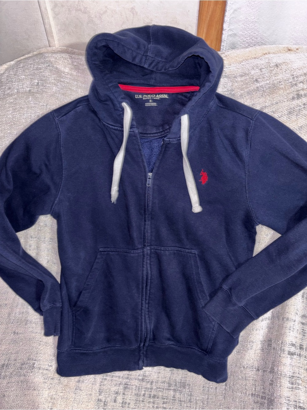 U.S. Polo Assn. Navy Zip-Up Hoodie with Red Pony Logo